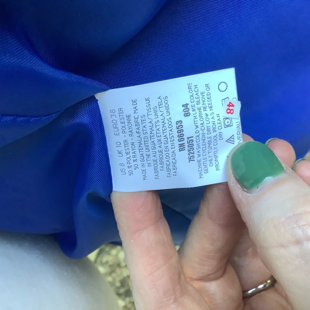 Joan Leslie Blue Short Sleeve Suit Jacket, 8P - Picture 7 of 7
